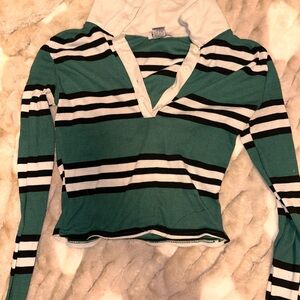 Rue21 Green and White Striped Top